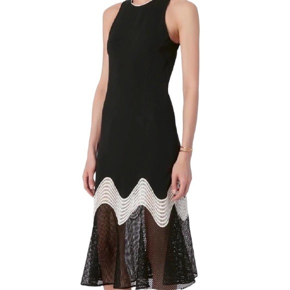 Jonathan Simkhai Mesh Crocheted Cocktail Dress Black and White - Picture 1 of 13
